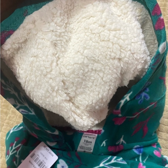 Carter’s 3Pc hoodie fleece jacket, pink onesie , gray leggings 
NWT - Picture 3 of 7